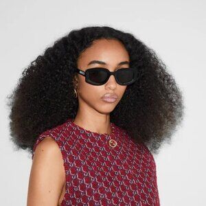 Gucci GG1719S 001 BRAND NEW Sunglasses Black Grey Women Square